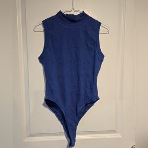 Kori Blue Ribbed Sleeveless One Piece Bodysuot
